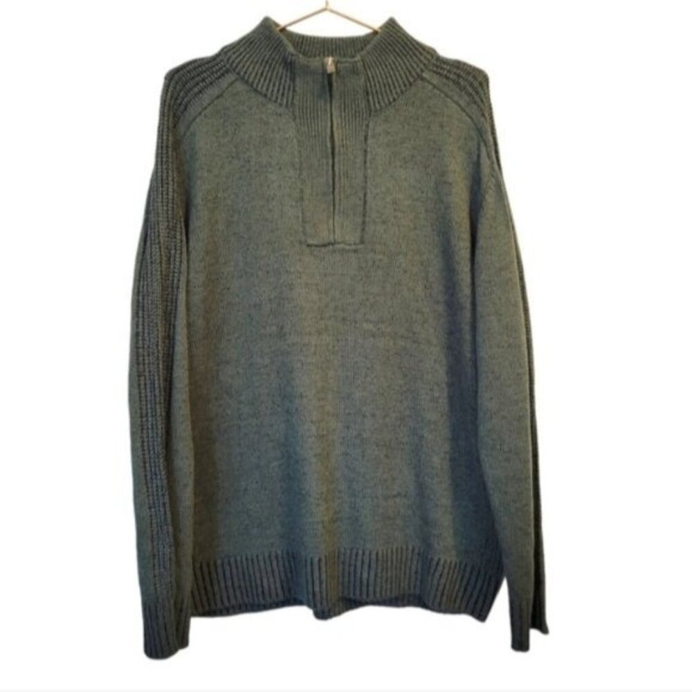 Xray | Men's Quarter Zip Knit Sweater Green Gray